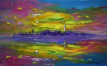 Sunrise on a Lagoon secret garden 10x16